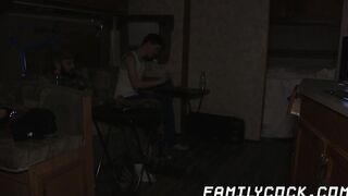 Twink sucks tattooed stepdad off before being hammered bare