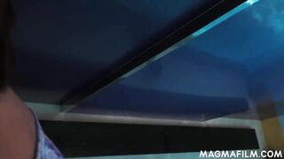 Excited dark haired fiance getting mouth cumfilled