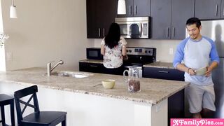 Jizzed creampie for 19 yo stepsister Lexi Lore during breakfast