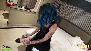 Thalia Senna getting ready before recording backstage