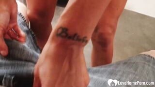 Gorgeous big titted stepmom offer a wonderful hand job