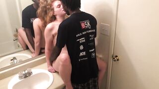 Lusty hoe interracial sex inside WC