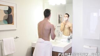 Lusty daddy drills his stepson with hard raw fucking