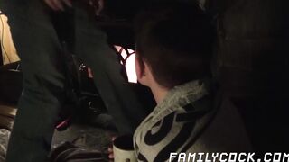 Young stepson enjoys hot chocolate and bareback fucking
