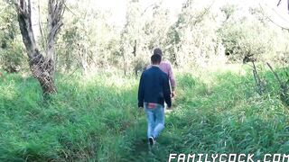 Twink stepson fucked  in nature by stepdads long stick