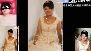 Wedding dress wearing high-heeled stockings slut wife by Big Dick Orgasm Spray