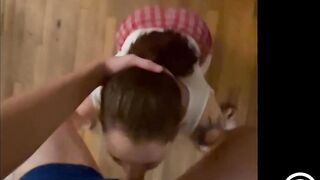 Risky Public Deepthroat and Face Fuck with Slutty Redhead Stepsister