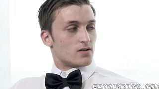 Kinky stepdad seduces and creampies hot tattooed twink