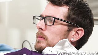 Stepdad with glasses makes his stepson bend over for him