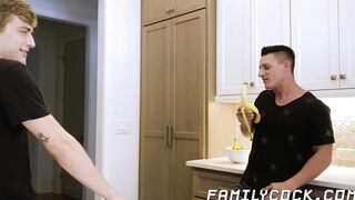 Training my blonde stepson Jesse Bolton on how to deepthroat using my girthy cock