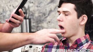I inject my massive cock in Dakota Lovells mouth after I put my fingers in his mouth