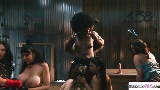 Big tits milf officer gangbanged by two lesbian groups