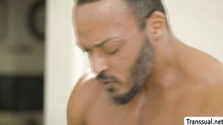 Black stepdad bareback fucks gorgeous TS stepteen