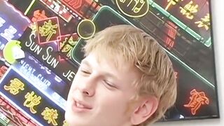 Blond twink Sky Sylvanus plays his dick and jerks off solo