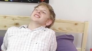 Blond twink Sky Sylvanus plays his dick and jerks off solo