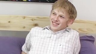 Blond twink Sky Sylvanus plays his dick and jerks off solo