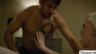 Skinny Tgirl Izzy Wilde barebacked by Dante Colle