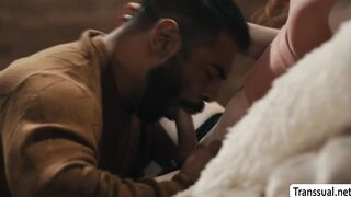 Ladyboy stepdaughter bareback fucks her stepdaddy