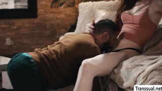 Ladyboy stepdaughter bareback fucks her stepdaddy