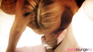 Big Titted beauty cream covered for threeway boned