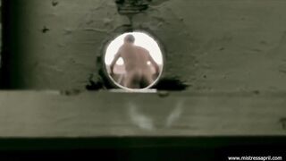 Domina Girlfriend April - sub exercise into the prisonyard