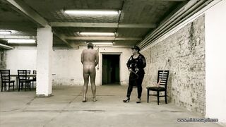 Domina Girlfriend April - sub exercise into the prisonyard