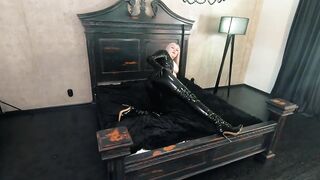african pvc latex catsuit, backstage from photosession