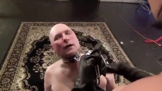 Leather gloved face-slapping