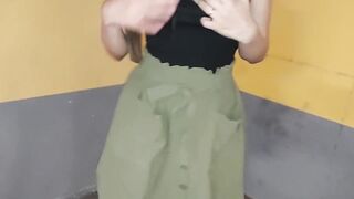 Hottie cunt with mouth blows penis and shows twat at the parking