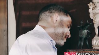 MILF bombshell Reagan Foxx lands on a throbbing dick and receives a wild ride
