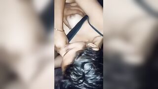 Indian girl giving blowjob at night