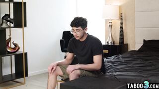 Stepmom guides son through his first sex