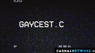Tucker Barett wanks his horny little twink son's dick to ease him from his sexual des