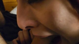Sexy Teen Gives Intense BJ with Biting and Sucking
