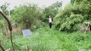 Old sub forced fed into the woods