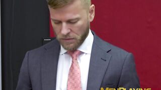 Suited Massimo Piano hard banged the smooth ass hole of sexy Matthew Anders