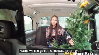 Cute petite Lia Lin gives me a sloppy blowjob as a small tip for helping her