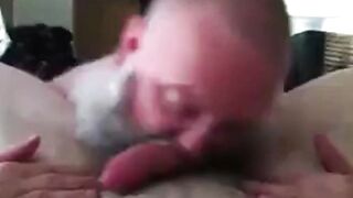 Bearded Daddy Sucks Big Cock