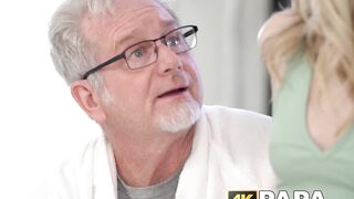 Petite girl Lily Larimar enjoys cheating with his BF while his dad fucks her hard