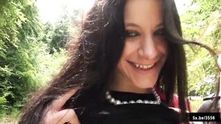 Jade takes anal inside tights inside the woods again