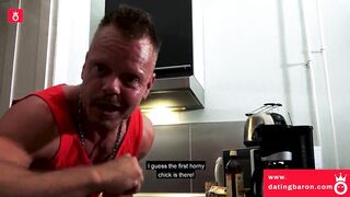 Goth milf Sidney Dark finger fuck her bald cunt before a