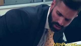 Suited Mick Stallone slides his dick in and out into the hole of Dani Robles
