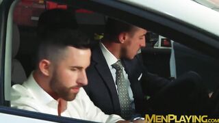 Suited Klein Kerr fucks the tight ass of manager Sunni Colucci in the garage