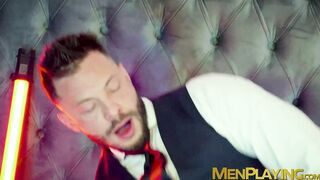 Lustful Gustavo Cruz stuffed his cock and dildo into the hole of John Brachalli