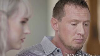 Lovely transsexual Lianna Lawson penetrates a muscular man with a huge dick