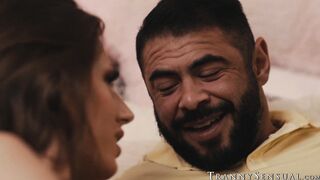 Hairy and muscled Draven Navarro and TS Jade Venus having fun sex