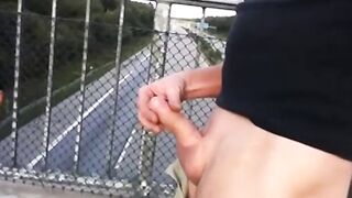Outdoor Handjob for a Big-Cocked Hunk