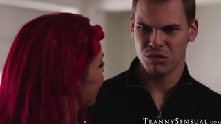 Redhead shemale Foxxy receives relentless ass pounding from Tony Sting