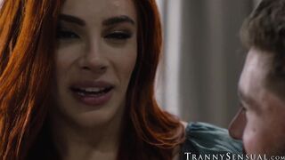 I felt highly satisfied after barebacking the redhead tranny Ariel Demure