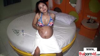 Amateur pregnant Thai slut masturbating